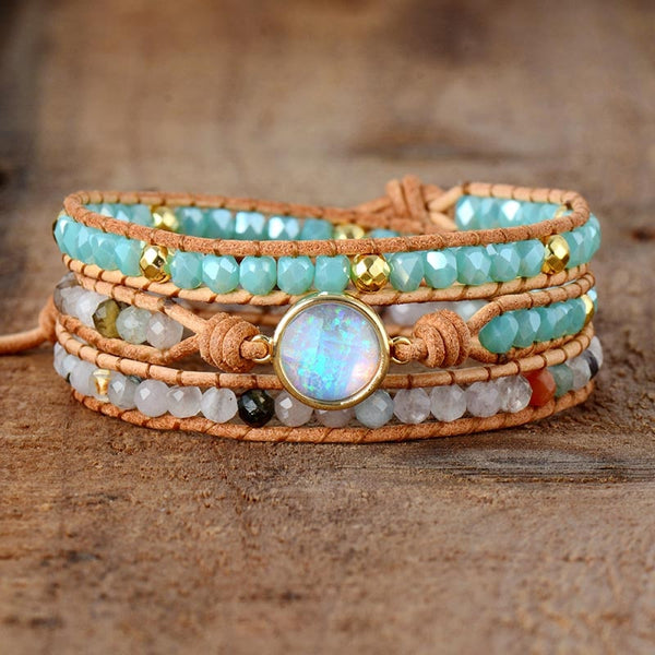 Crystal Bracelet | Buy Online Natural Blue Opal Cube Beads Bracelet