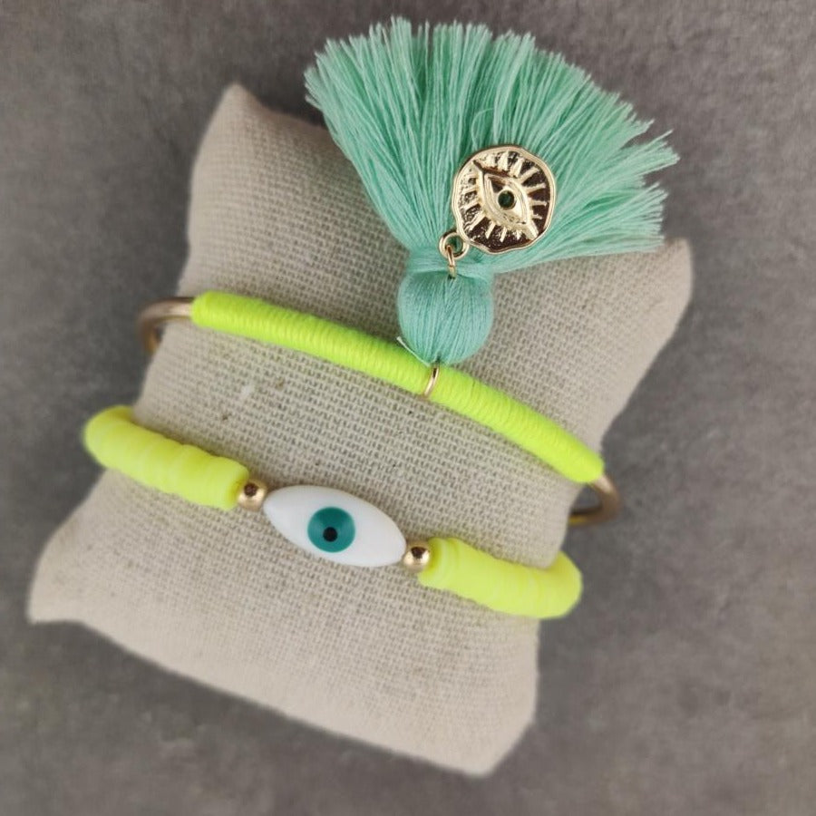 Green Ovel Evil Eye Bracelet – SUMARA