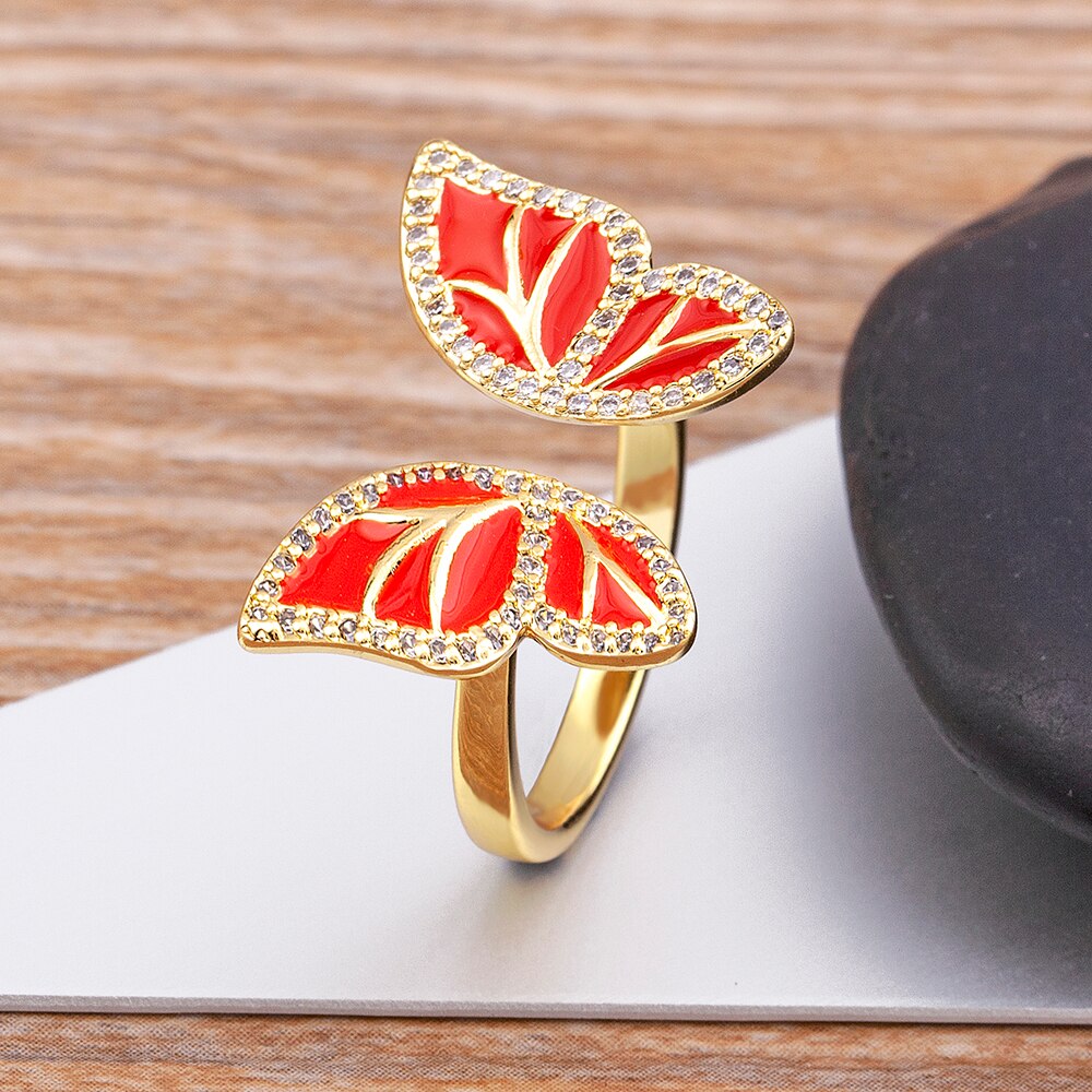Blanca Crystal Butterfly Gold Ring